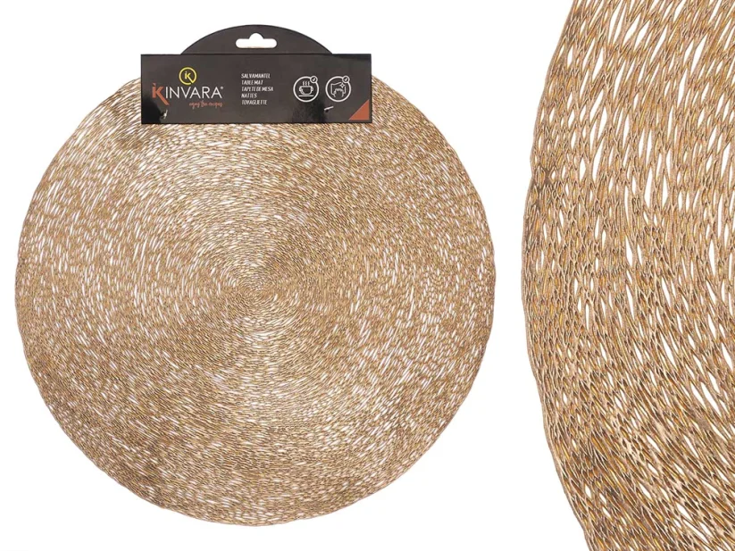 Zlaté prestieranie KINVARA 38 cm | Okrúhle prestieranie pod taniere