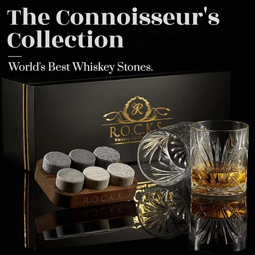 ROCKS THE CONNOISSEUR'S SET - PALM GLASS EDITION s chladiacimi kameňmi do whisky