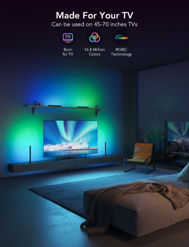 Govee SMART LED RGBIC Panel 38cm pro TV 43-75" - 2ks