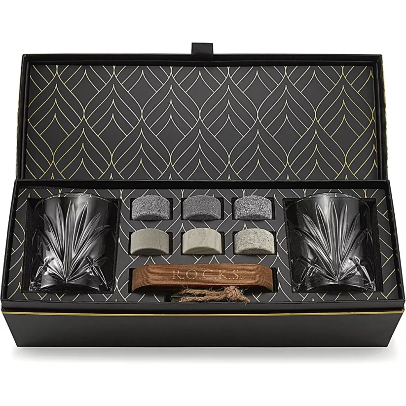 ROCKS THE CONNOISSEUR'S SET - PALM GLASS EDITION s chladiacimi kameňmi do whisky