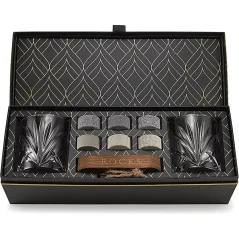 ROCKS THE CONNOISSEUR'S SET - PALM GLASS EDITION s chladiacimi kameňmi do whisky