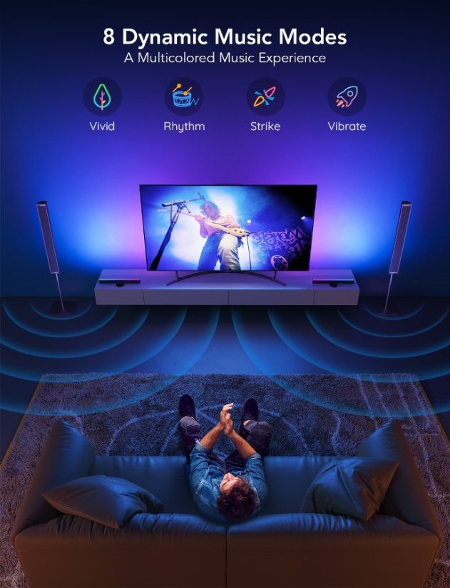 Govee SMART LED RGBIC Panel 38cm pro TV 43-75" - 2ks