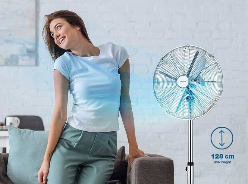 Orava SF-200 X stojanový kovový ventilátor, 3 stupne rýchlosti, automatické otáčanie, strieborný