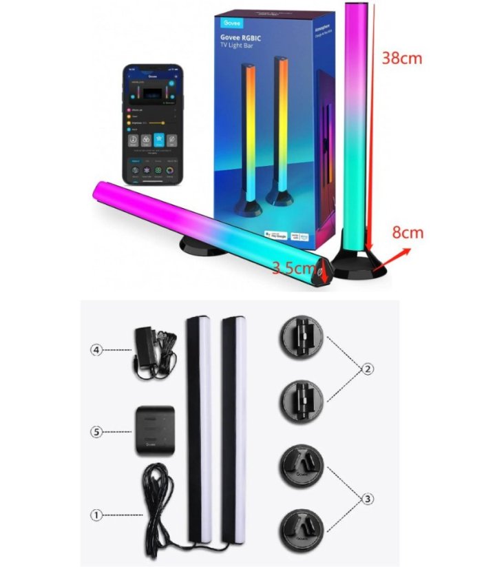 Govee SMART LED RGBIC Panel 38cm pro TV 43-75" - 2ks