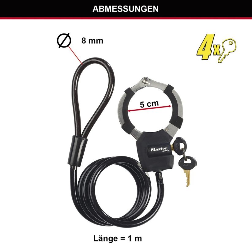 MASTER LOCK káblový zámok STREET CUFF 8275