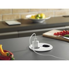 Bachmann Vstavaná elektrická zásuvka TWIST 2 guľatá / 2x230V / biela matná