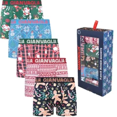 GIANVAGLIA GVG-5084 Pánske bavlnené vianočné boxerky 5 kusov