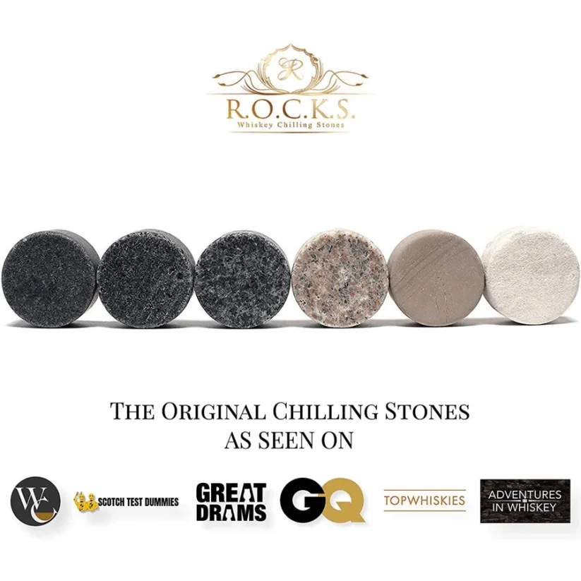 ROCKS THE CONNOISSEUR'S SET - PALM GLASS EDITION s chladiacimi kameňmi do whisky